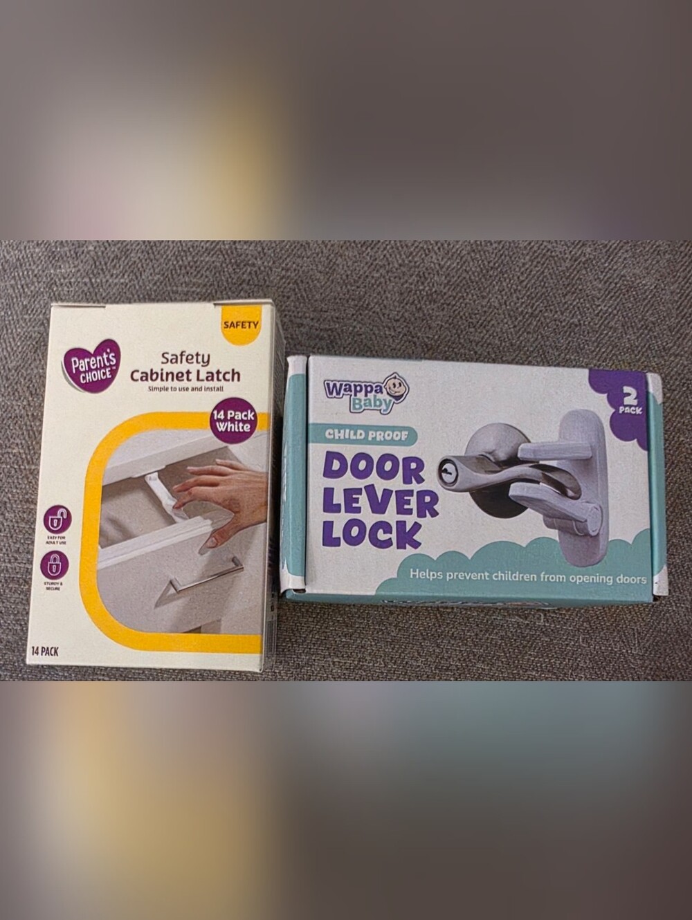 Wappa Baby Child Proof Door Lever Lock & Parent's Choic3 Safety Cabinet Latch